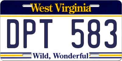 WV license plate DPT583
