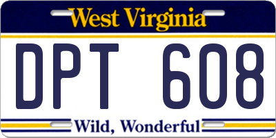WV license plate DPT608