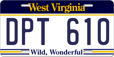 WV license plate DPT610