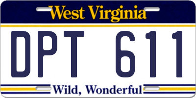 WV license plate DPT611