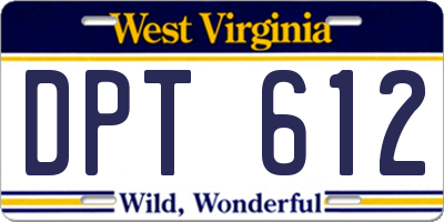 WV license plate DPT612
