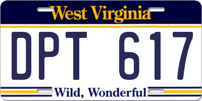 WV license plate DPT617