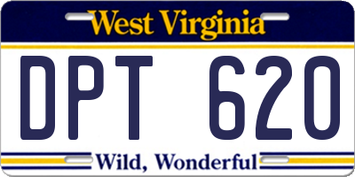 WV license plate DPT620
