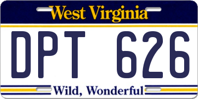 WV license plate DPT626