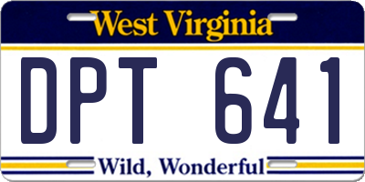 WV license plate DPT641