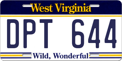 WV license plate DPT644