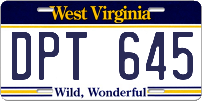 WV license plate DPT645
