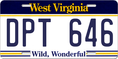 WV license plate DPT646