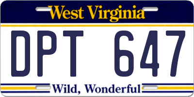 WV license plate DPT647