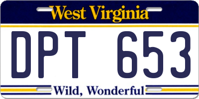 WV license plate DPT653