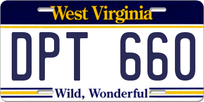 WV license plate DPT660