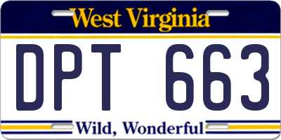 WV license plate DPT663