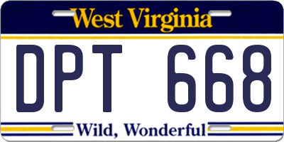 WV license plate DPT668