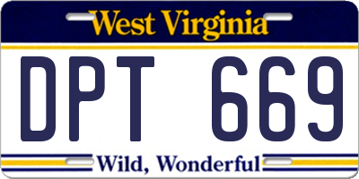 WV license plate DPT669