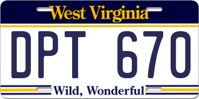 WV license plate DPT670