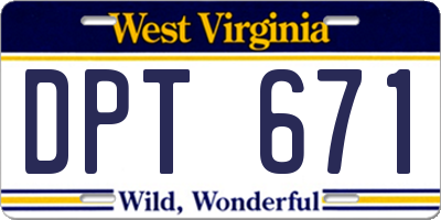 WV license plate DPT671