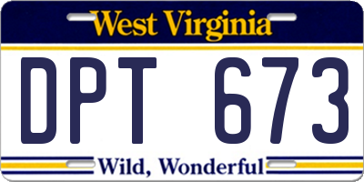 WV license plate DPT673