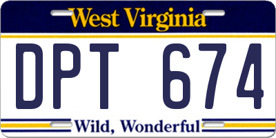 WV license plate DPT674