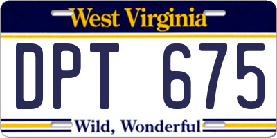 WV license plate DPT675