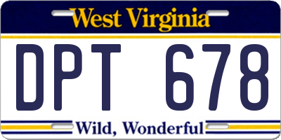 WV license plate DPT678
