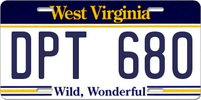 WV license plate DPT680