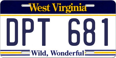 WV license plate DPT681