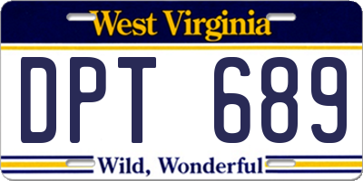 WV license plate DPT689