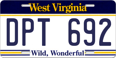 WV license plate DPT692
