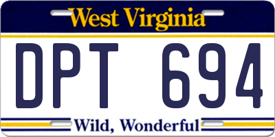 WV license plate DPT694