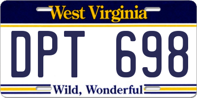 WV license plate DPT698