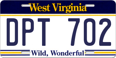 WV license plate DPT702