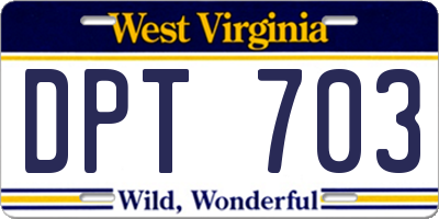 WV license plate DPT703