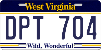WV license plate DPT704