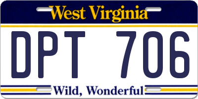 WV license plate DPT706