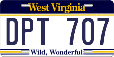 WV license plate DPT707