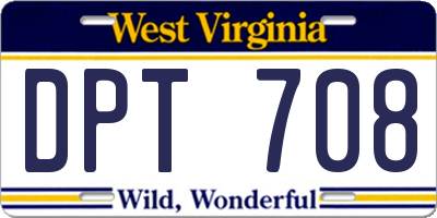 WV license plate DPT708