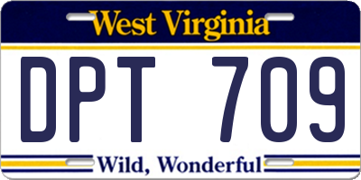 WV license plate DPT709
