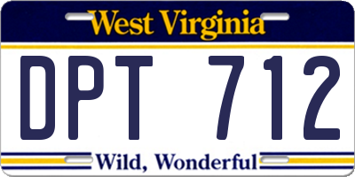 WV license plate DPT712