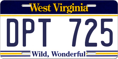 WV license plate DPT725