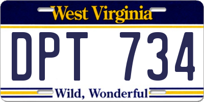 WV license plate DPT734