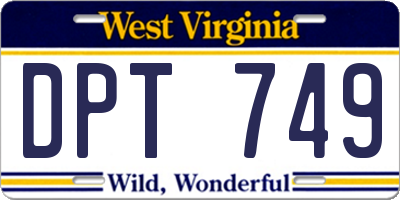 WV license plate DPT749