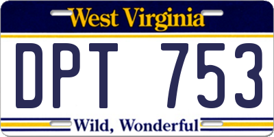 WV license plate DPT753