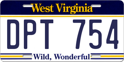 WV license plate DPT754