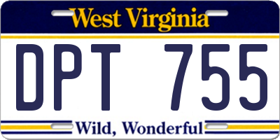 WV license plate DPT755