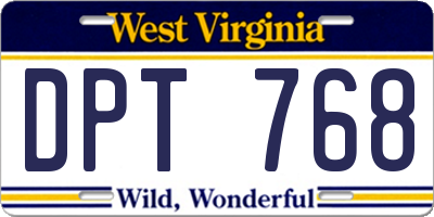 WV license plate DPT768