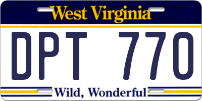 WV license plate DPT770