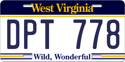WV license plate DPT778