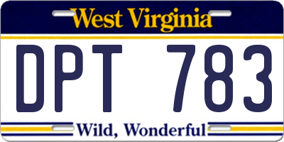 WV license plate DPT783