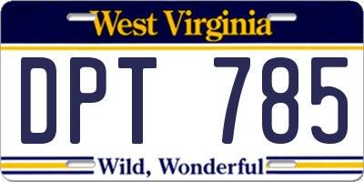 WV license plate DPT785