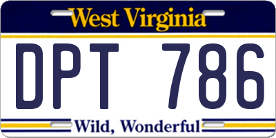 WV license plate DPT786